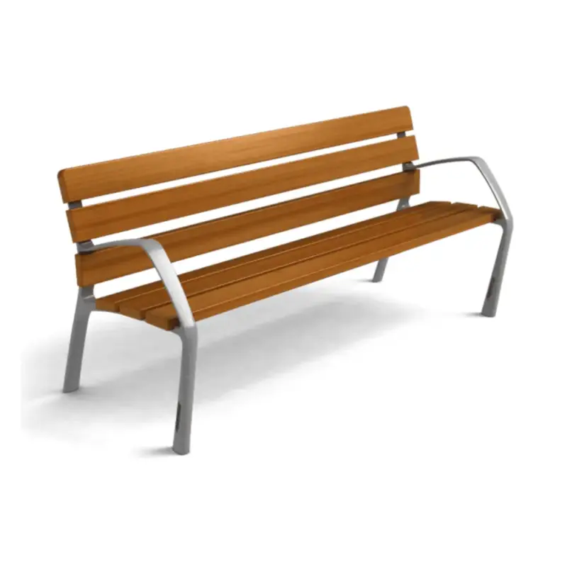 Banco tablones de madera y apoyos de hierro