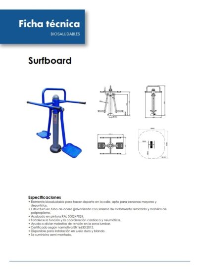 Ficha técnica - Surfboard Biosaludable